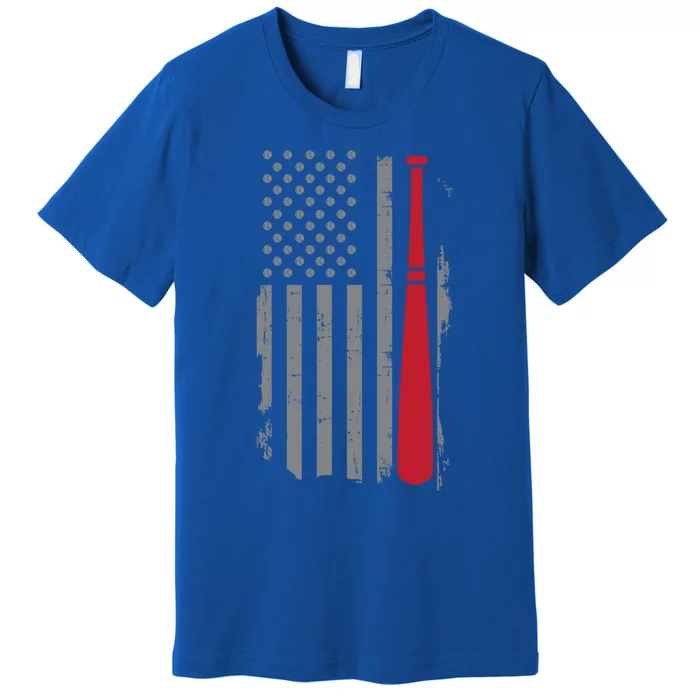 Retro American Flag Baseball Player Gift For Baseball Fan Great Gift Premium T-Shirt