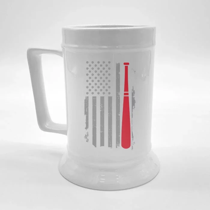 Retro American Flag Baseball Player Gift For Baseball Fan Great Gift Front & Back Beer Stein