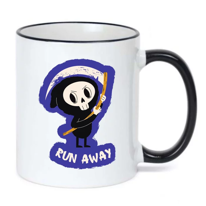 Run Away From The Reaper Cute Grim Reaper Black Color Changing Mug