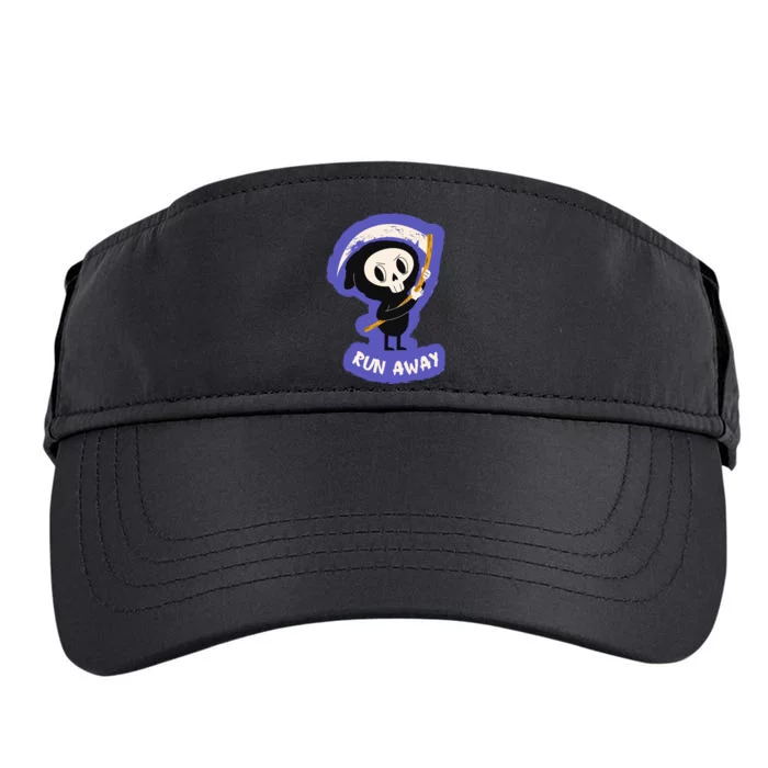 Run Away From The Reaper Cute Grim Reaper Adult Drive Performance Visor