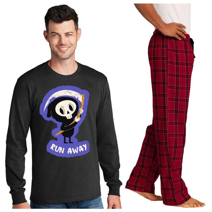 Run Away From The Reaper Cute Grim Reaper Long Sleeve Pajama Set