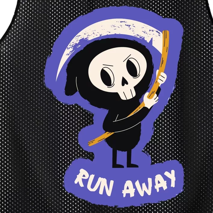 Run Away From The Reaper Cute Grim Reaper Mesh Reversible Basketball Jersey Tank