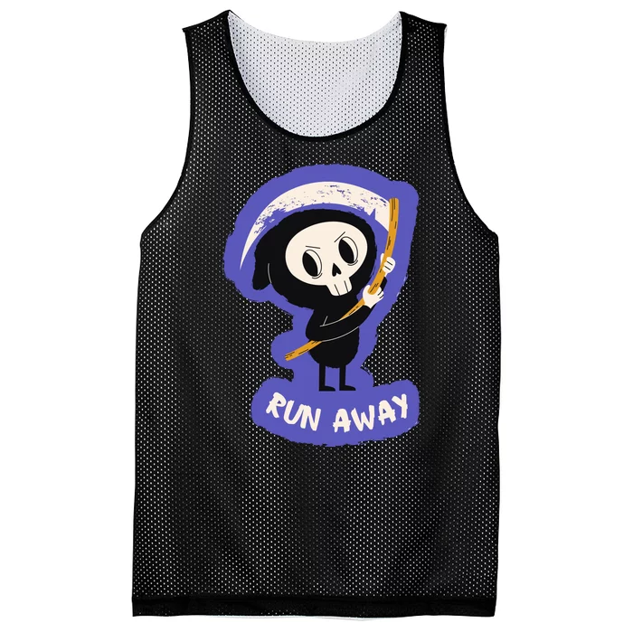 Run Away From The Reaper Cute Grim Reaper Mesh Reversible Basketball Jersey Tank