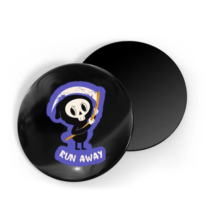 Run Away From The Reaper Cute Grim Reaper Magnet