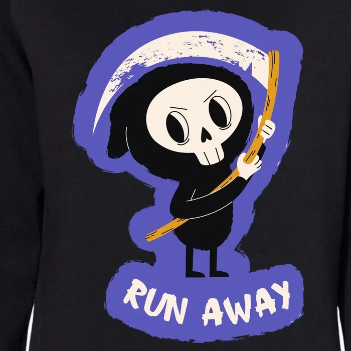 Run Away From The Reaper Cute Grim Reaper Womens California Wash Sweatshirt