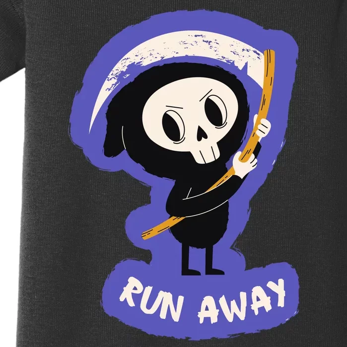 Run Away From The Reaper Cute Grim Reaper Baby Bodysuit