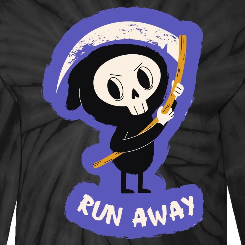 Run Away From The Reaper Cute Grim Reaper Tie-Dye Long Sleeve Shirt