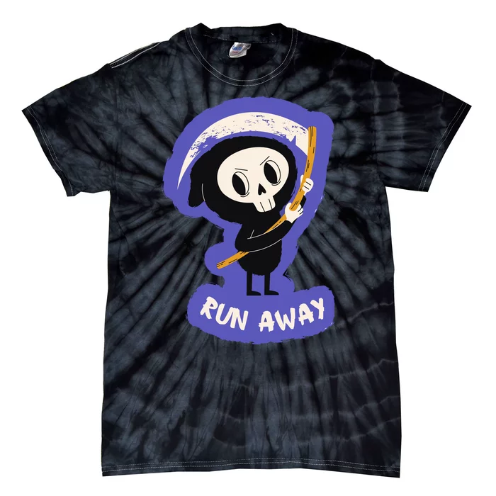 Run Away From The Reaper Cute Grim Reaper Tie-Dye T-Shirt