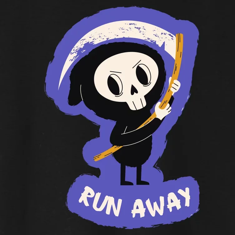 Run Away From The Reaper Cute Grim Reaper Women's Crop Top Tee