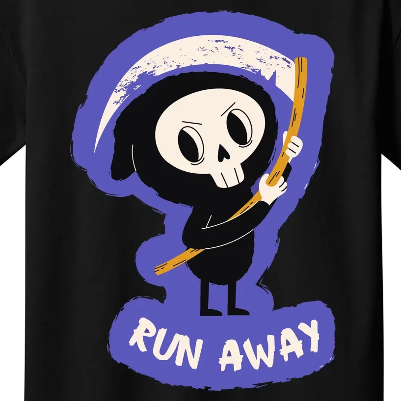 Run Away From The Reaper Cute Grim Reaper Kids T-Shirt