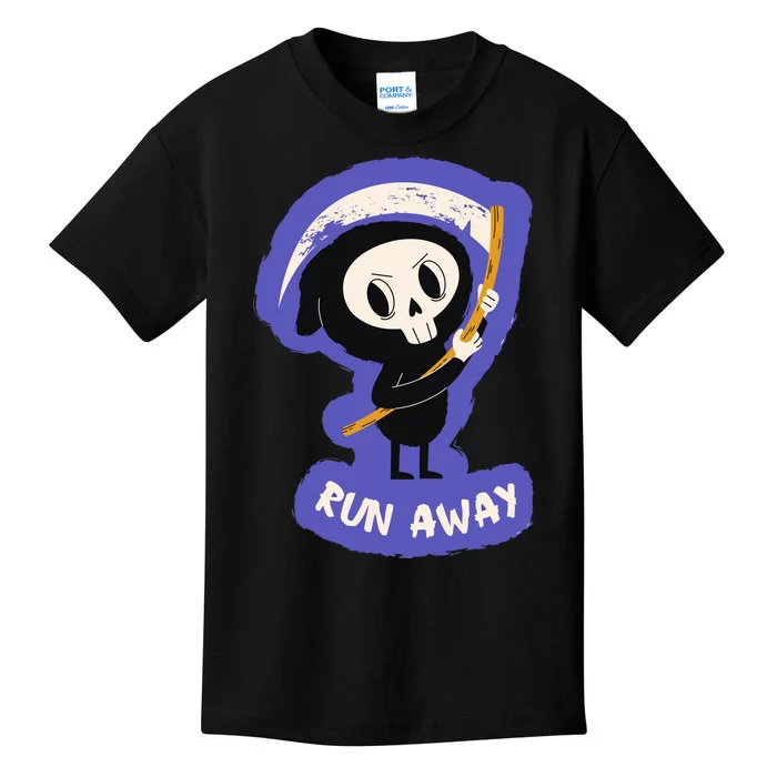 Run Away From The Reaper Cute Grim Reaper Kids T-Shirt