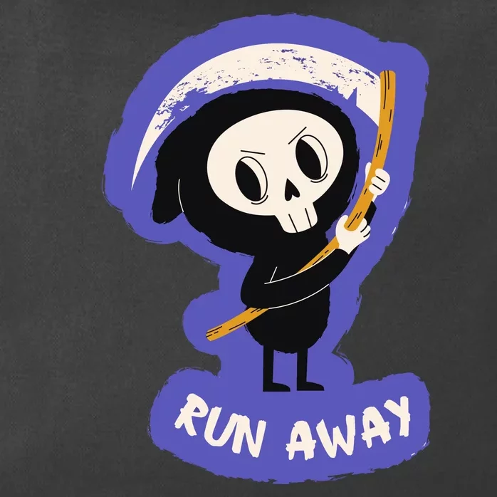 Run Away From The Reaper Cute Grim Reaper Zip Tote Bag