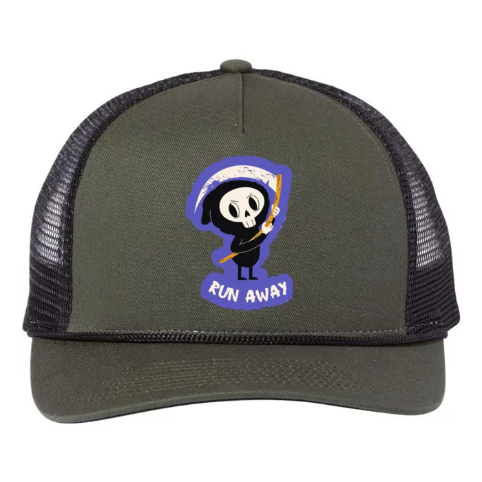 Run Away From The Reaper Cute Grim Reaper Retro Rope Trucker Hat Cap