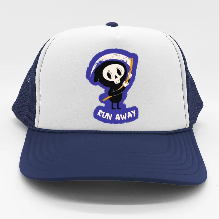 Run Away From The Reaper Cute Grim Reaper Trucker Hat