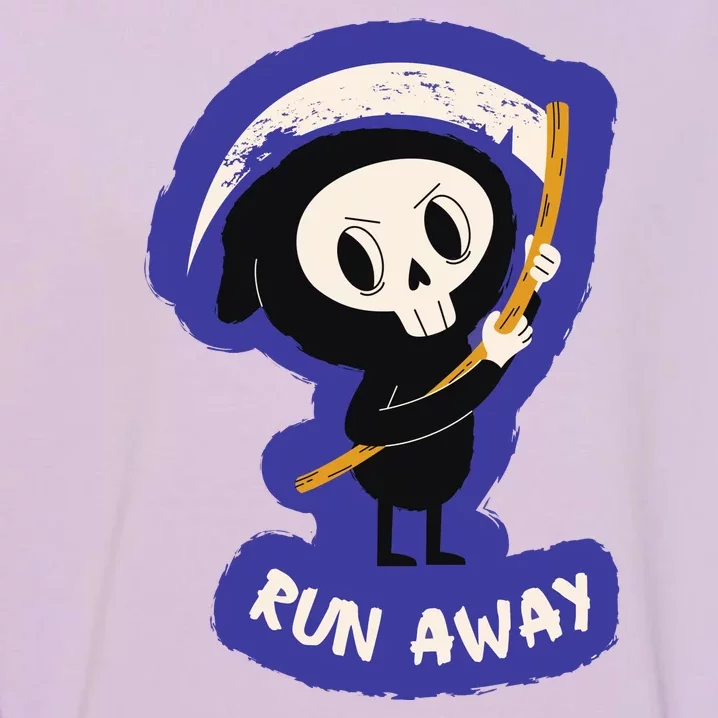 Run Away From The Reaper Cute Grim Reaper Garment-Dyed Sweatshirt