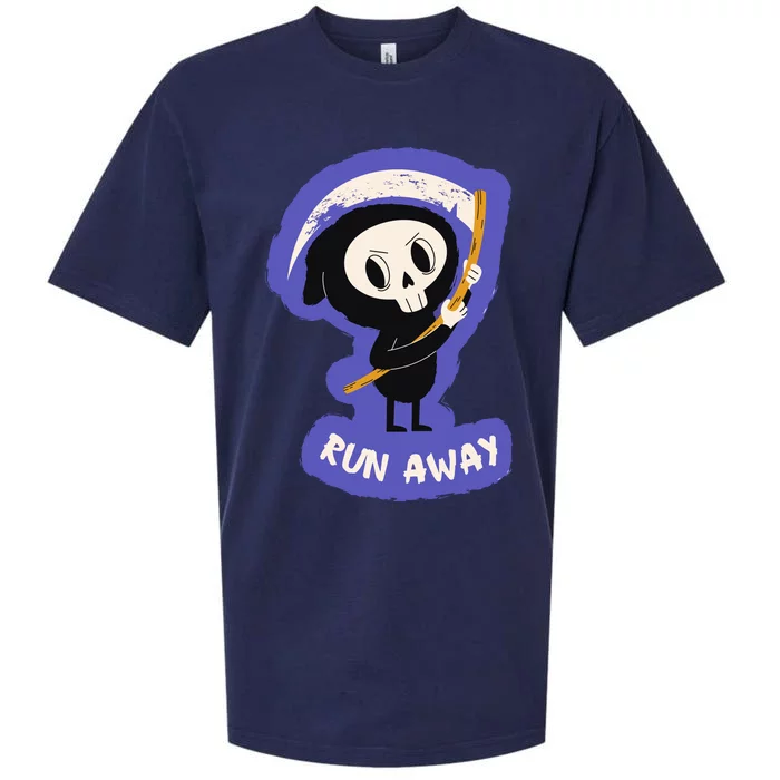 Run Away From The Reaper Cute Grim Reaper Sueded Cloud Jersey T-Shirt