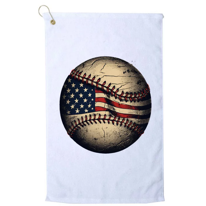 Retro American Flag Baseball Team Baseball Player Platinum Collection Golf Towel