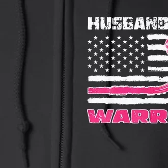 Ribbon American Flag Husband Of A Warrior Breast Cancer Full Zip Hoodie