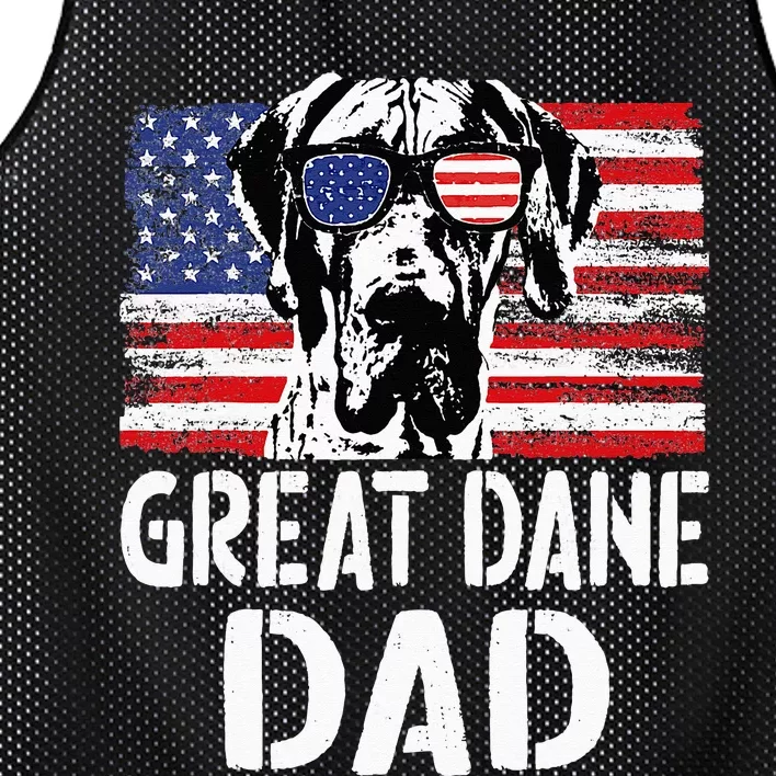 Retro American Flag Great Dane Dad Dog Gift For Fathers Day Mesh Reversible Basketball Jersey Tank