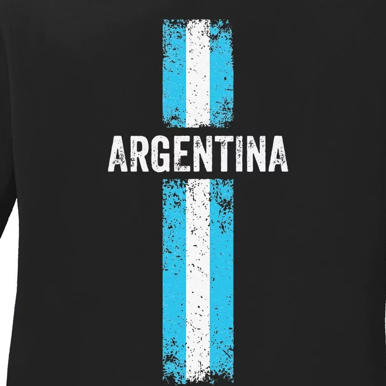 retro Argentina flag Soccer Jersey Argentina Fan Ladies Long Sleeve Shirt