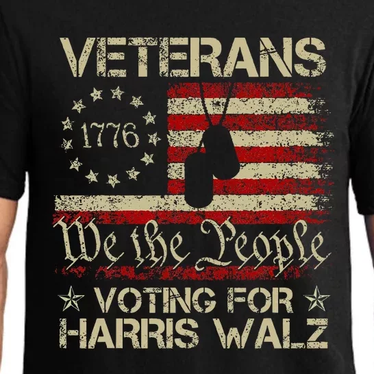 Retro America Flag Veterans Voting For Harris Walz 2024 Pajama Set