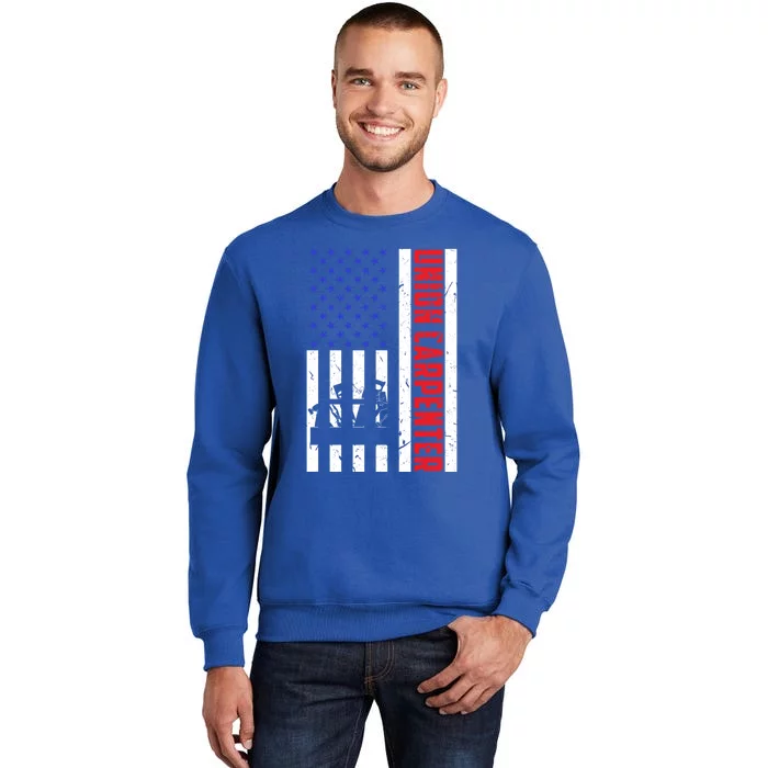 Retro American Flag Union Carpenter Woodworking Labor Day Cool Gift Tall Sweatshirt