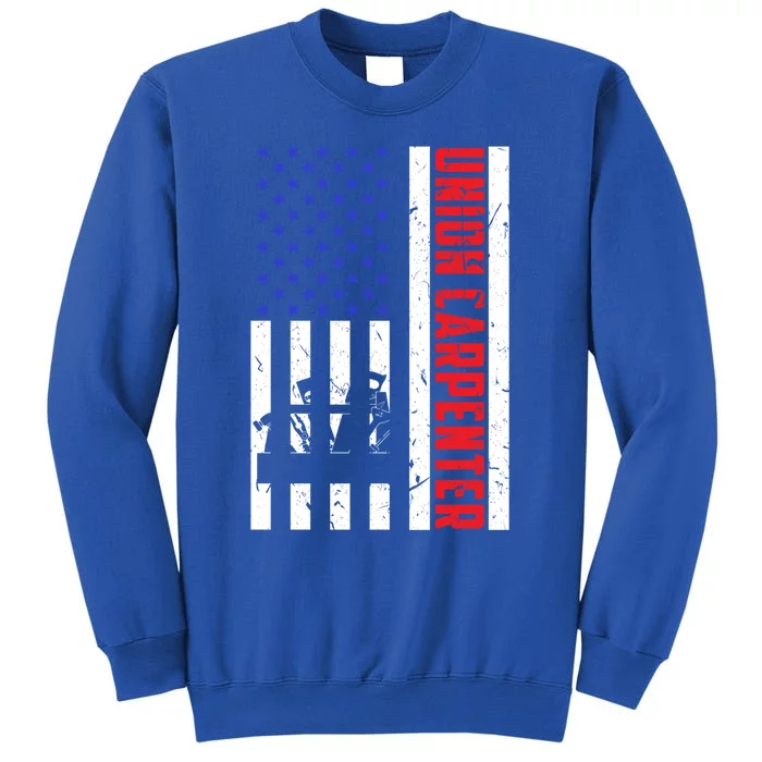 Retro American Flag Union Carpenter Woodworking Labor Day Cool Gift Tall Sweatshirt