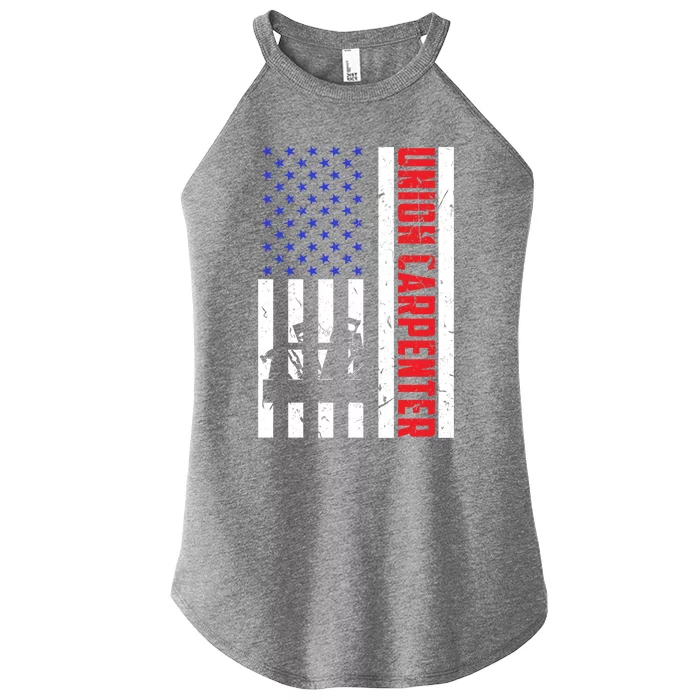 Retro American Flag Union Carpenter Woodworking Labor Day Cool Gift Women’s Perfect Tri Rocker Tank