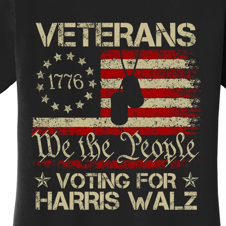 Retro America Flag Veterans Voting For Harris Walz 2024 Women's T-Shirt