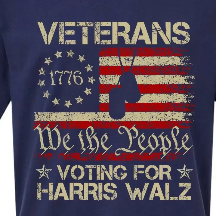 Retro America Flag Veterans Voting For Harris Walz 2024 Sueded Cloud Jersey T-Shirt