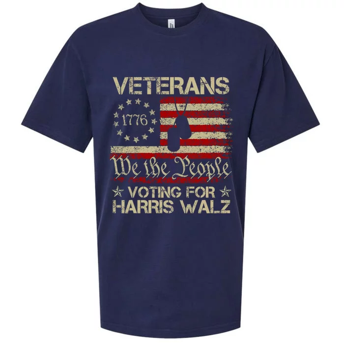 Retro America Flag Veterans Voting For Harris Walz 2024 Sueded Cloud Jersey T-Shirt