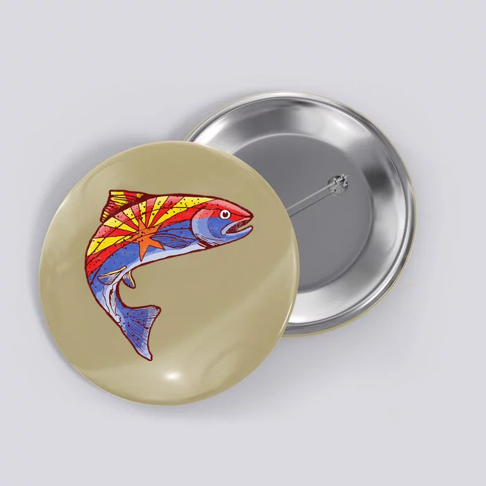 Retro Arizona Flag Trout Vintage Fly Fishing Graphic Design Button