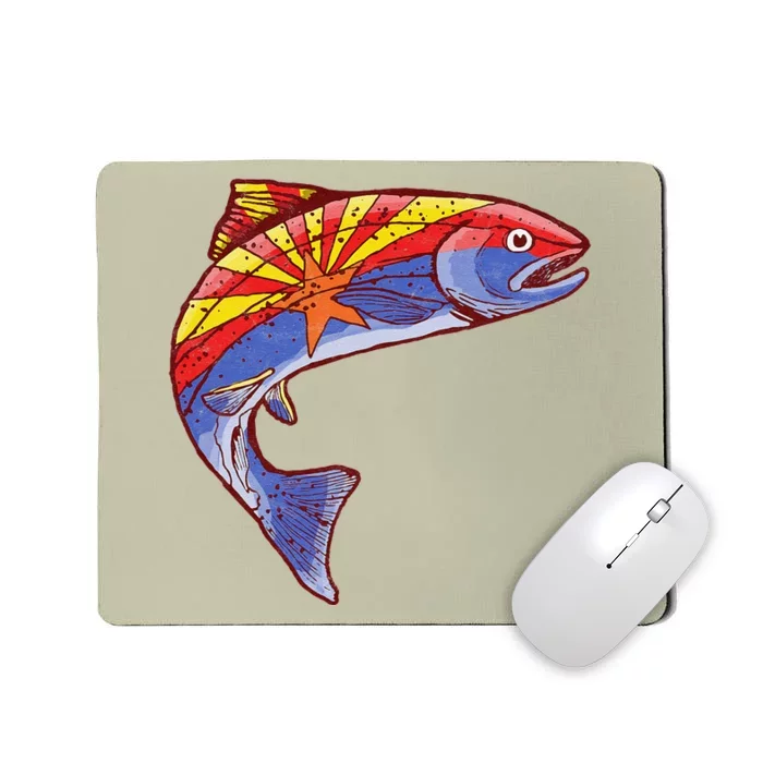 Retro Arizona Flag Trout Vintage Fly Fishing Graphic Design Mousepad