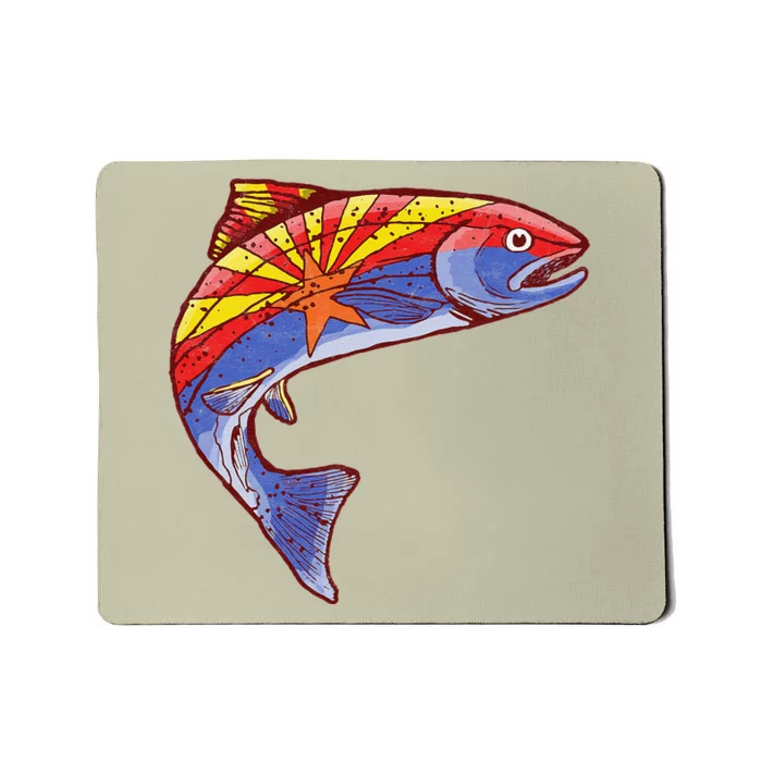 Retro Arizona Flag Trout Vintage Fly Fishing Graphic Design Mousepad