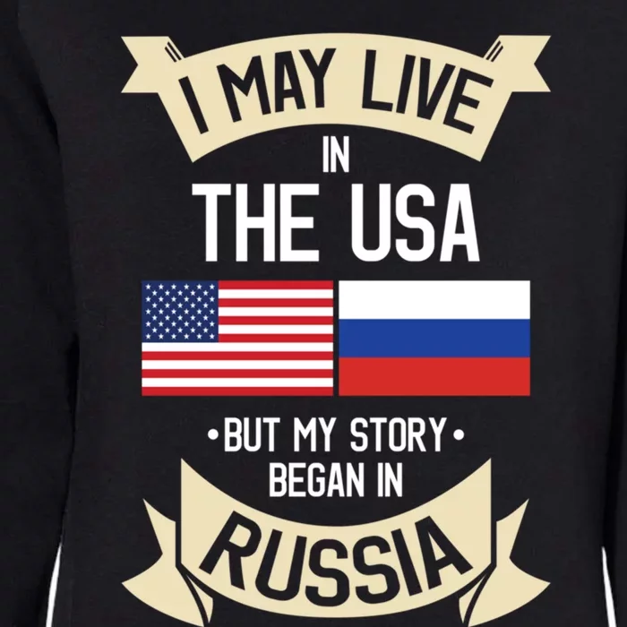 Russia American Flag Usa Russian Roots Funny Gift Womens California Wash Sweatshirt