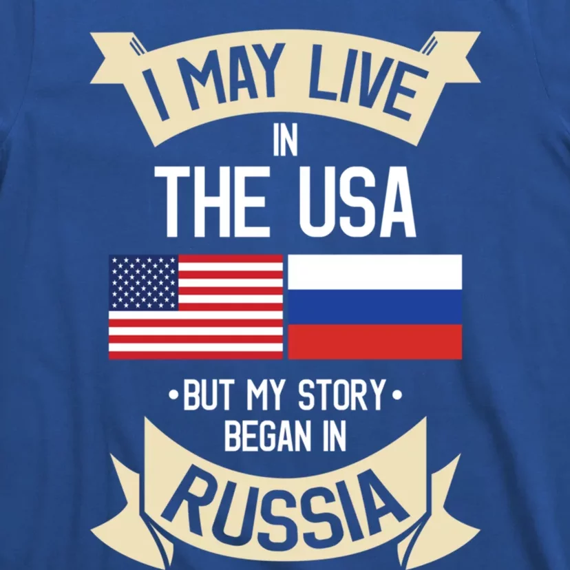 Russia American Flag Usa Russian Roots Funny Gift T-Shirt