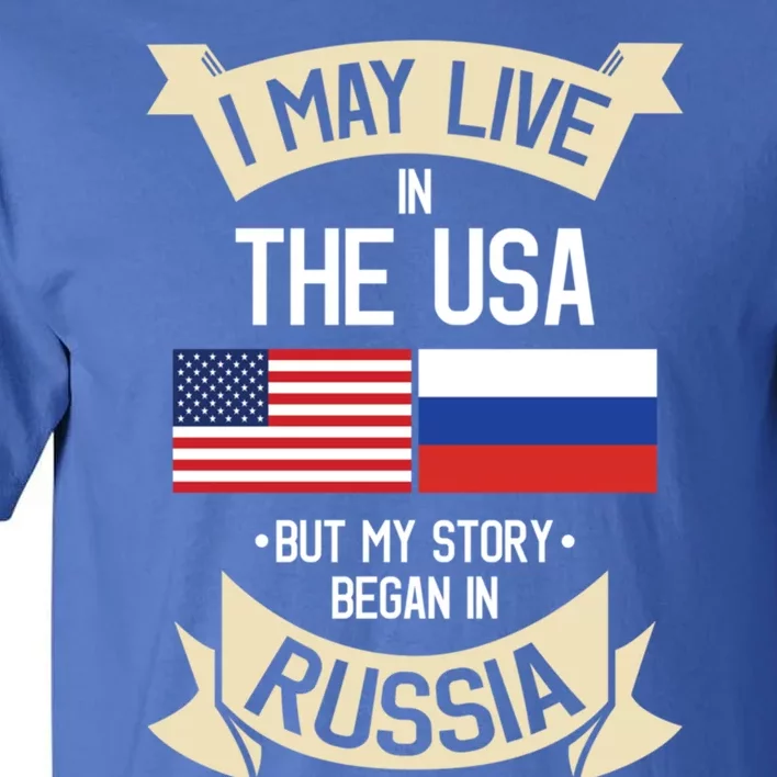 Russia American Flag Usa Russian Roots Funny Gift Tall T-Shirt