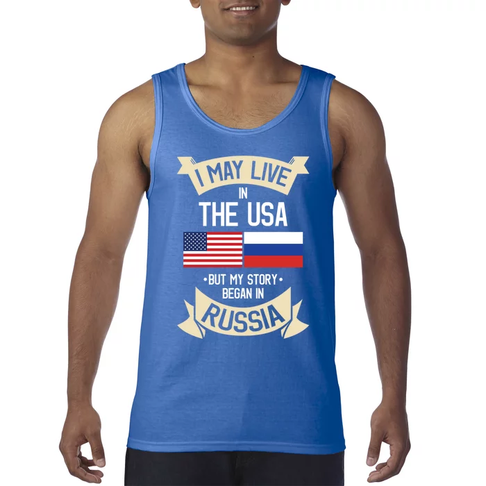 Russia American Flag Usa Russian Roots Funny Gift Tank Top