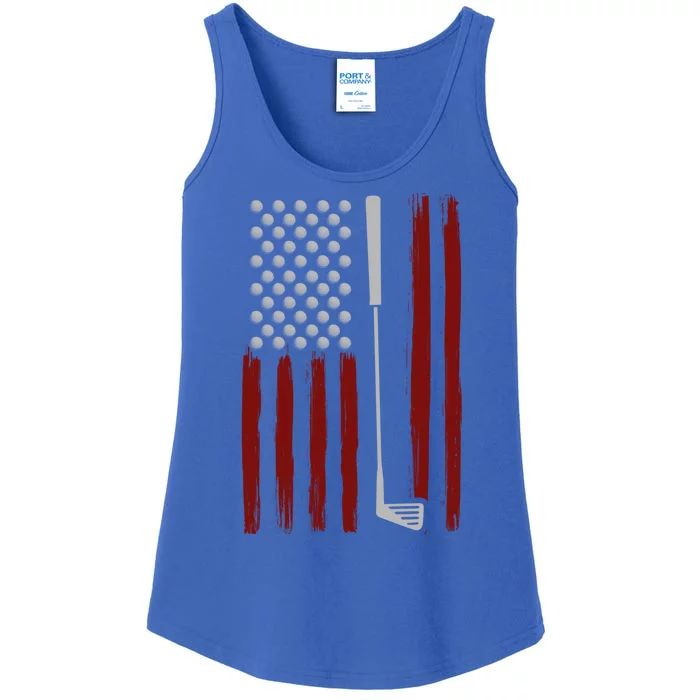 Retro American Flag Golf Gift For Golfer Funny Golf Club Ladies Essential Tank