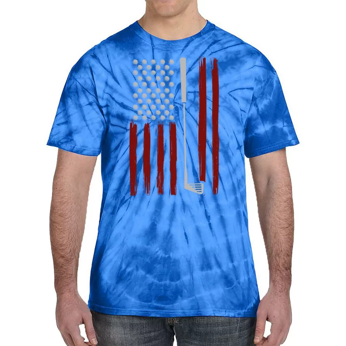 Retro American Flag Golf Gift For Golfer Funny Golf Club Tie-Dye T-Shirt