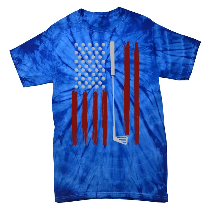 Retro American Flag Golf Gift For Golfer Funny Golf Club Tie-Dye T-Shirt