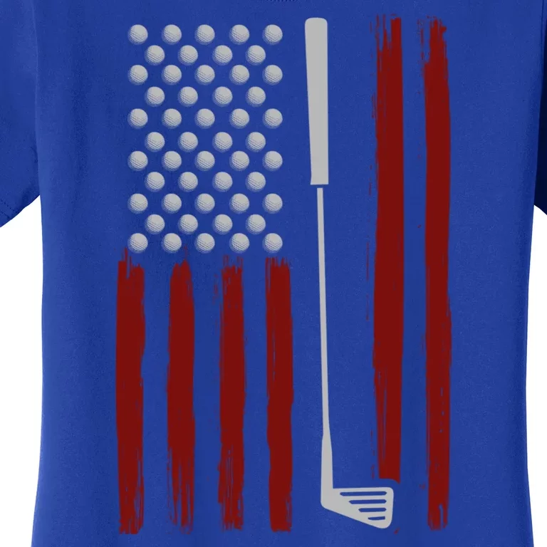 Retro American Flag Golf Gift For Golfer Funny Golf Club Women's T-Shirt