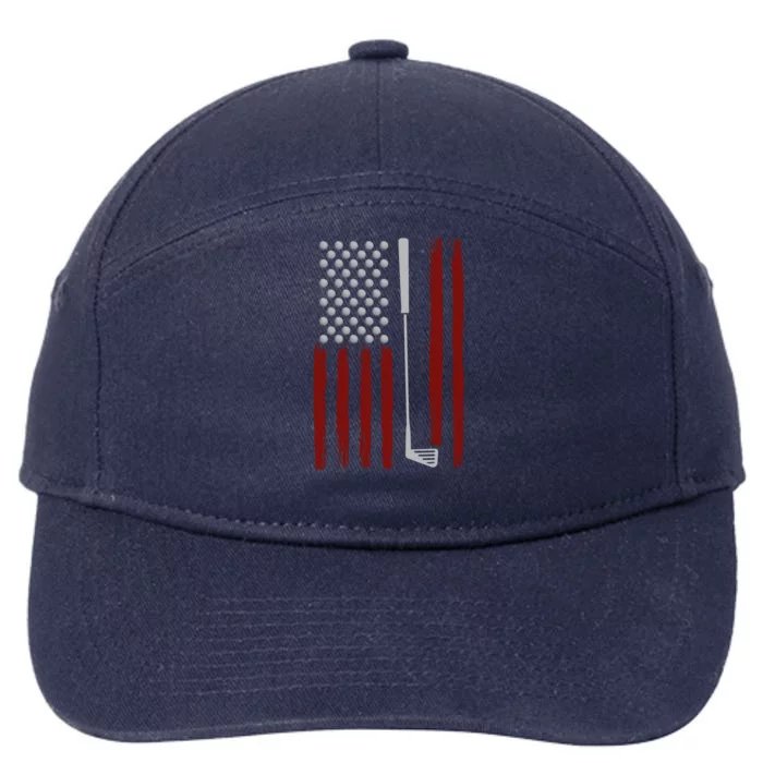 Retro American Flag Golf Gift For Golfer Funny Golf Club 7-Panel Snapback Hat