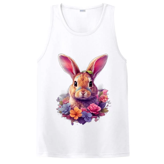 Rabbit And Flowers Performance Tank