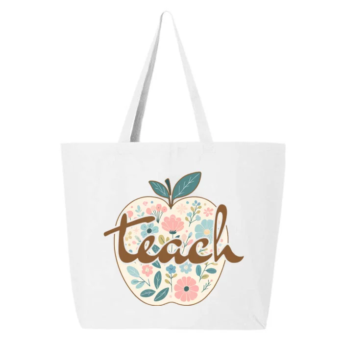 Retro Apple Floral Teach Teacher 25L Jumbo Tote