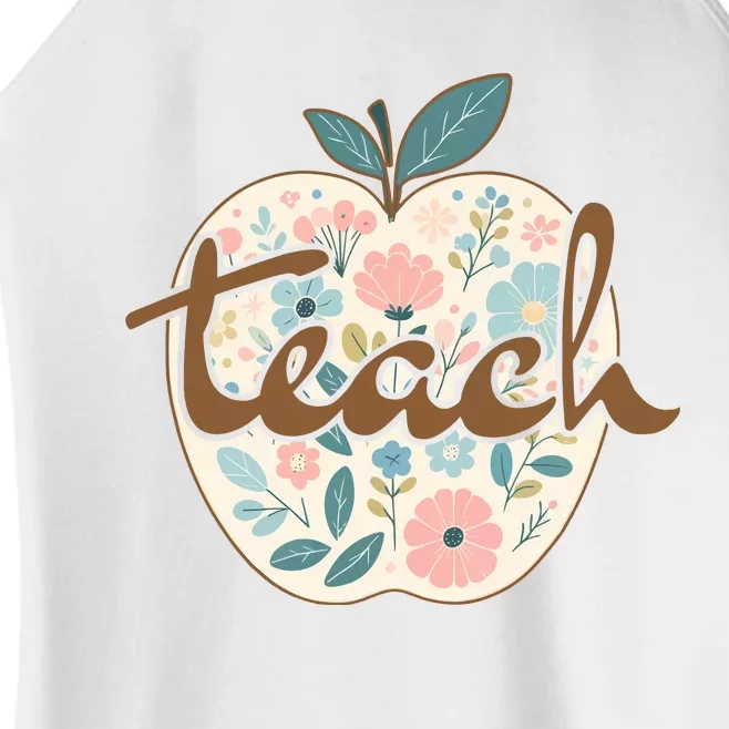 Retro Apple Floral Teach Teacher Women’s Perfect Tri Rocker Tank