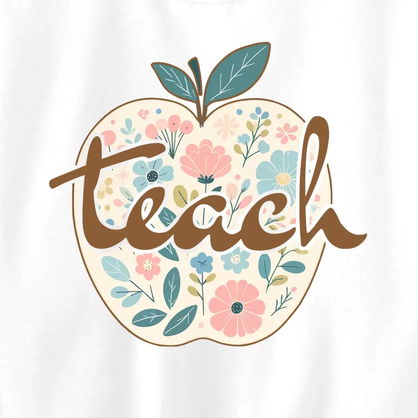 Retro Apple Floral Teach Teacher Kids Sweatshirt