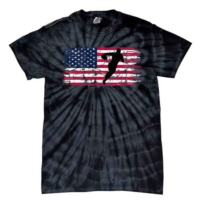 Rugby American Flag Rugby Player USA Flag Tie-Dye T-Shirt