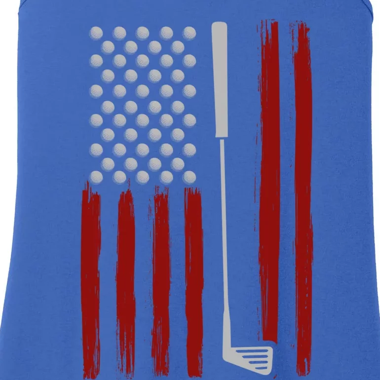 Retro American Flag Golf Gift For Golfer Funny Golf Club Gift Ladies Essential Tank