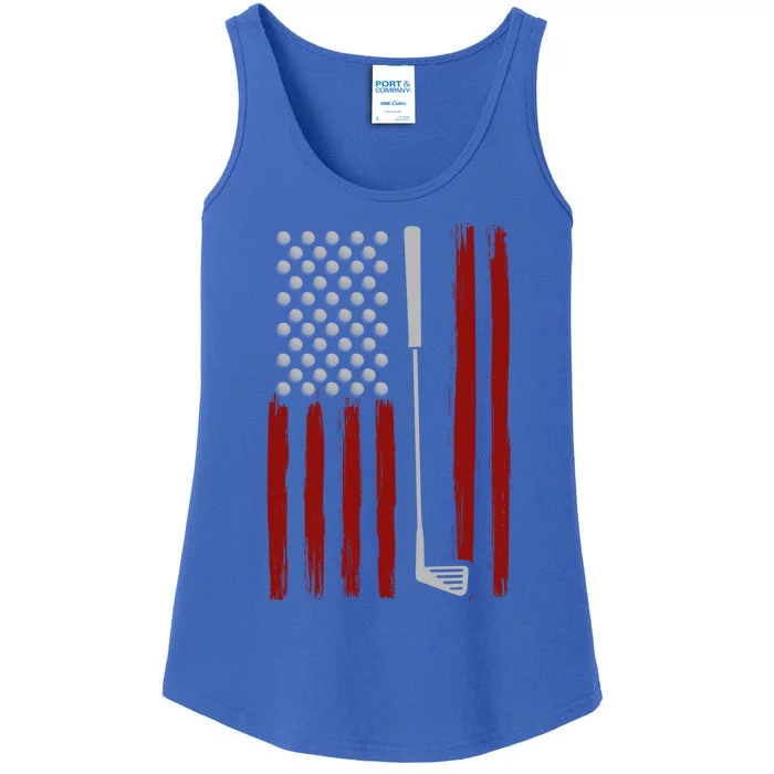 Retro American Flag Golf Gift For Golfer Funny Golf Club Gift Ladies Essential Tank